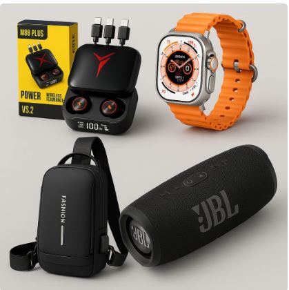¡Combo Imperdible! Mochila Antirrobo + Parlante charge5 + Audifonos M88 + reloj T900