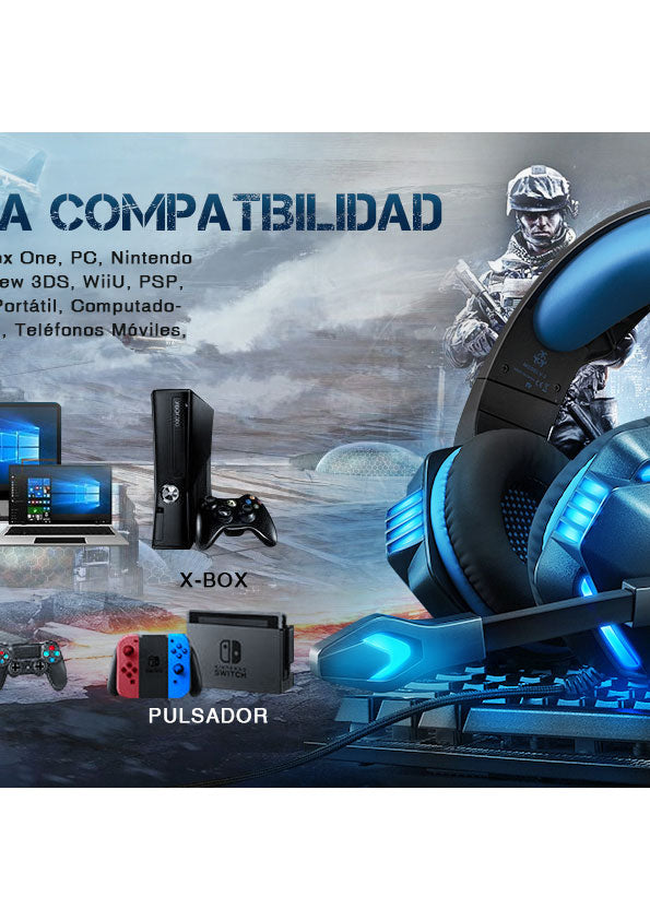 Auriculares PS4, XBOX, ONE, PC, diadema gamer con micrófono USB LEDS - miscompritasweb