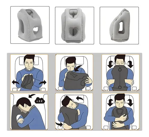 Almohada inflable de viaje para avión, trasporte o oficina
