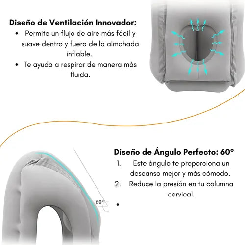 Almohada inflable de viaje para avión, trasporte o oficina