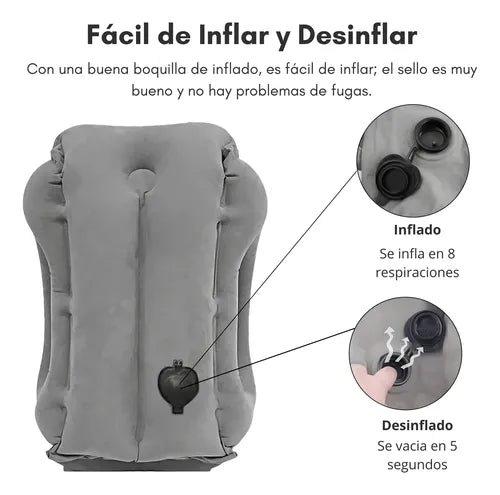 Almohada inflable de viaje para avión, trasporte o oficina